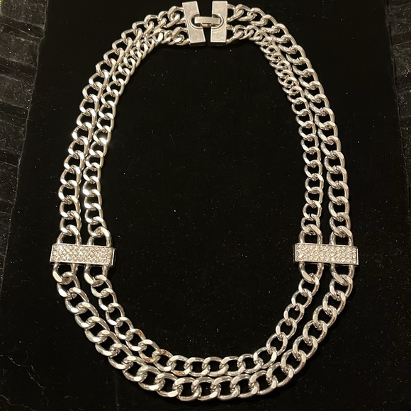Silver Zirconia 2 Strand Necklace - Picture 5 of 17